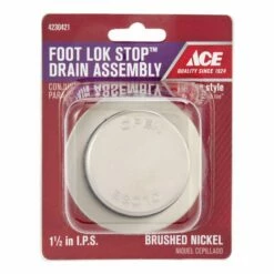 Ace Foot Lok Stop 1-1/2 In. Brushed Nickel Metal Drain Assembly