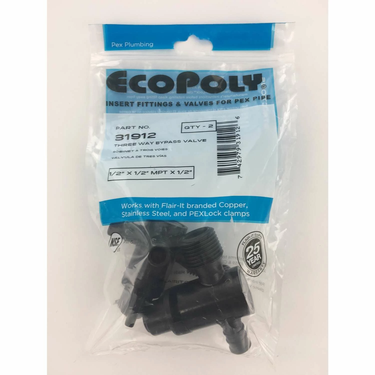 Flair-It Ecopoly 1/2 In. Crimp X 1/2 In. MPT Plastic 3-Way Valve - Image 3