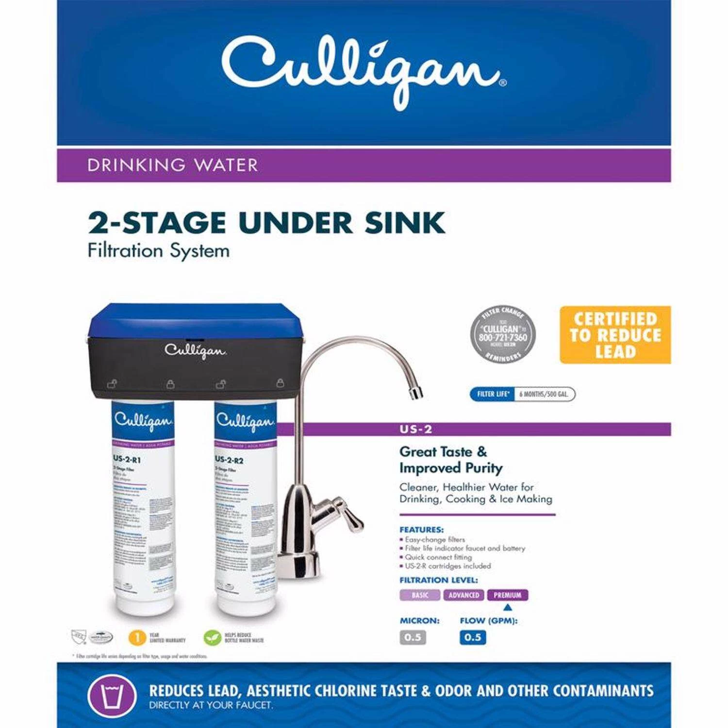 Culligan 2 Stage Under Sink Water Filtration System For Culligan - Image 2