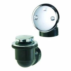 Keeney Foot Lok Stop 1-1/2 In. D Chrome Plastic Bath Drain Half Pack