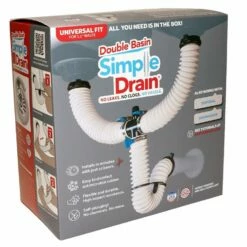 Simple Drain 1-1/2 In. D Textured Brass/Rubber Double Sink Drain Kit