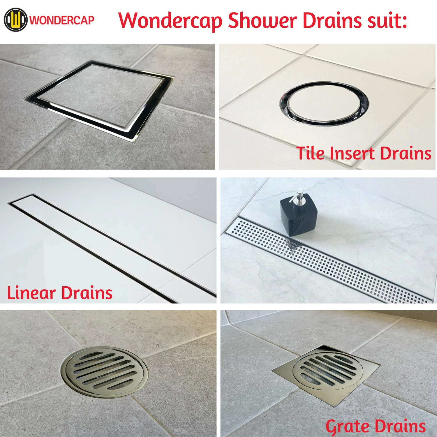 Wondercap 2 In. D Chrome ABS Tile Shower Drain Outlet - Image 7