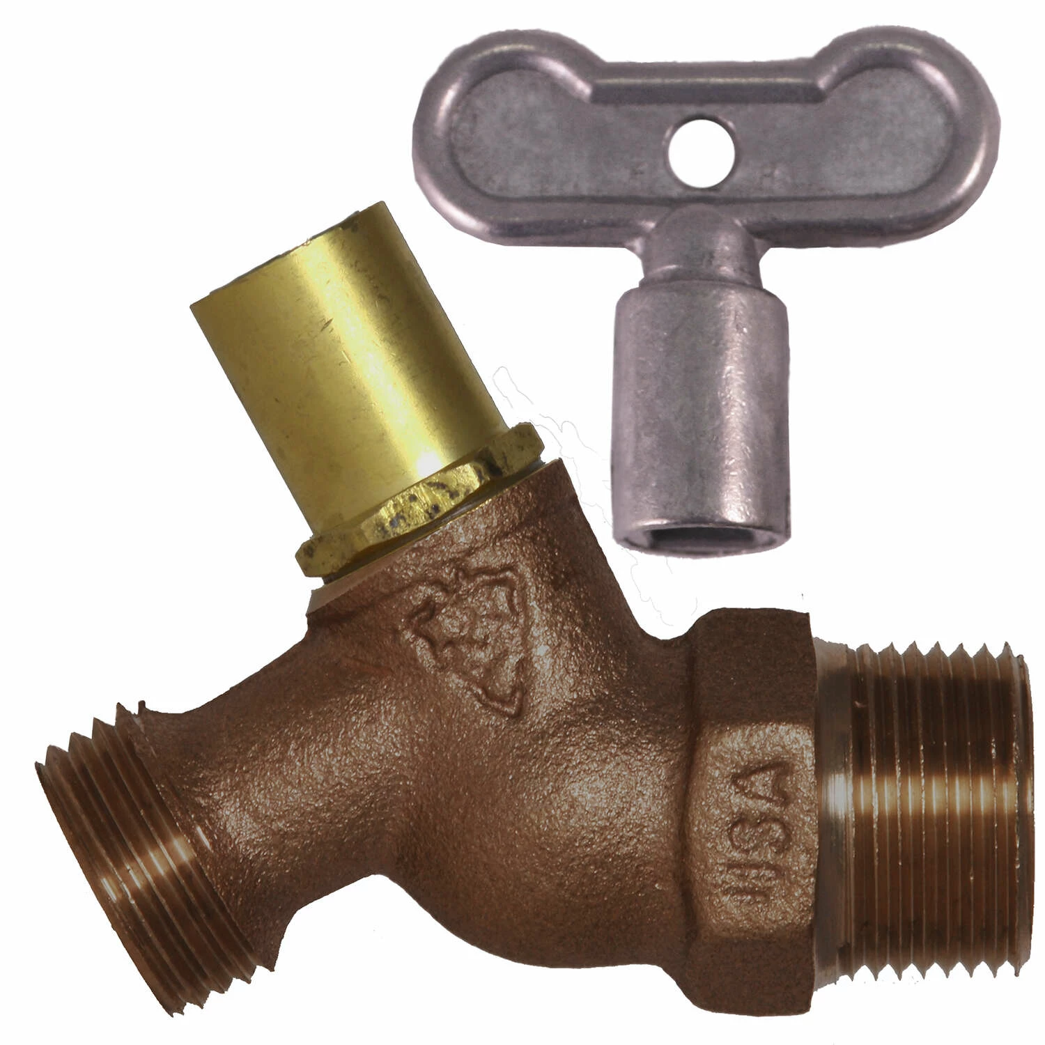 Arrowhead 3/4 In. MIP X 3/4 In. MHT Brass No-Kink Hose Bibb