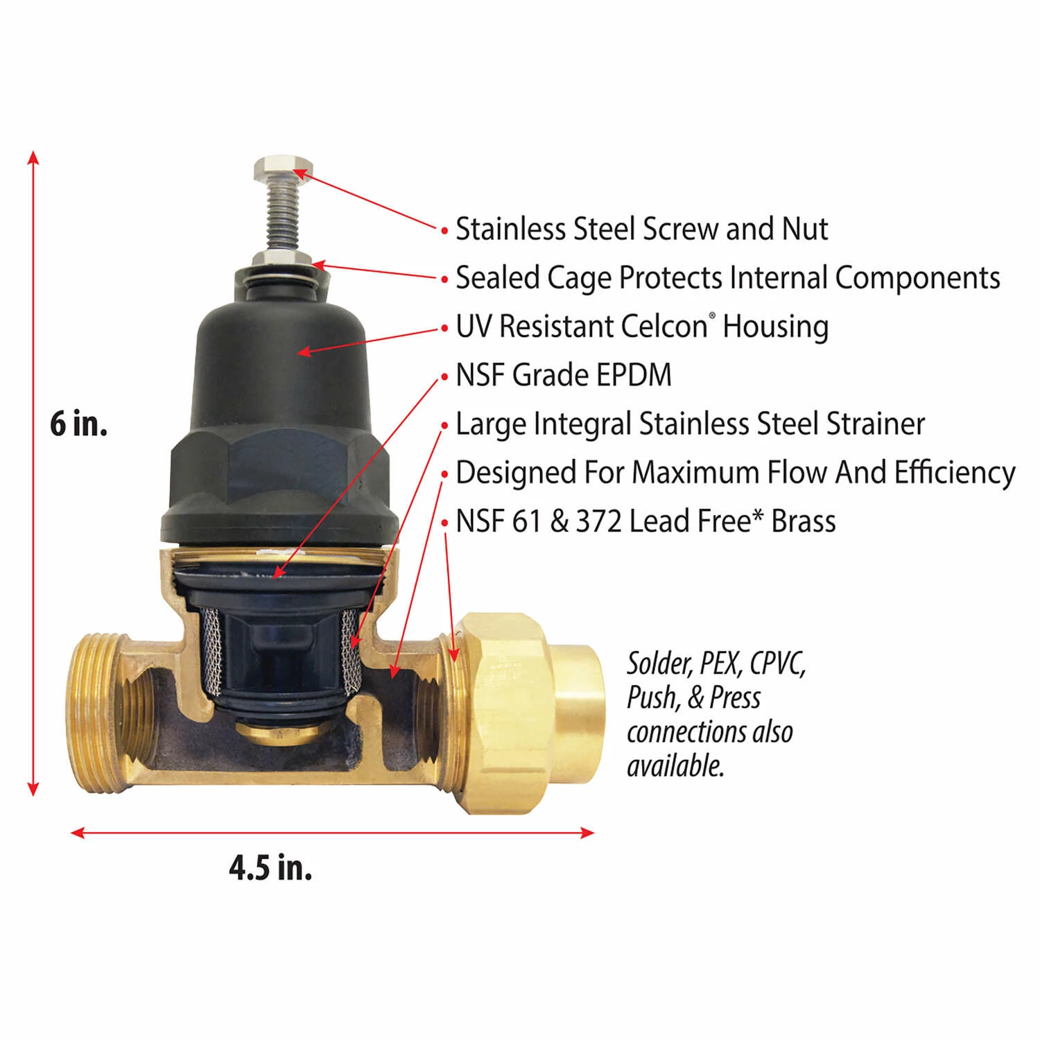Apollo® Apollo 3/4 In. FNPT Bronze Pressure Reducing Valve 3/4 In. FNPT 1 Pc - Image 5