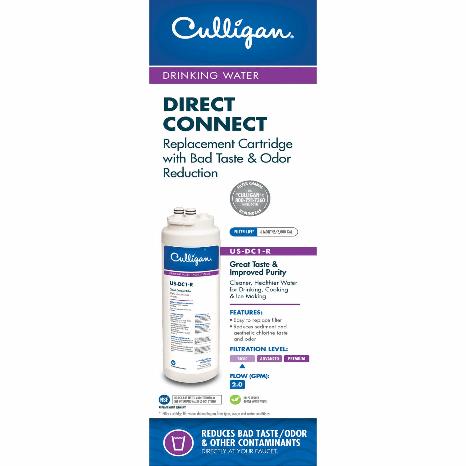 Culligan Under Sink Replacement Water Filter For Culligan US-DC1 - Image 3
