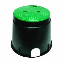 NDS 12-13/16 In. W X 10-7/16 In. H Round Valve Box With Overlapping Cover Black/Green