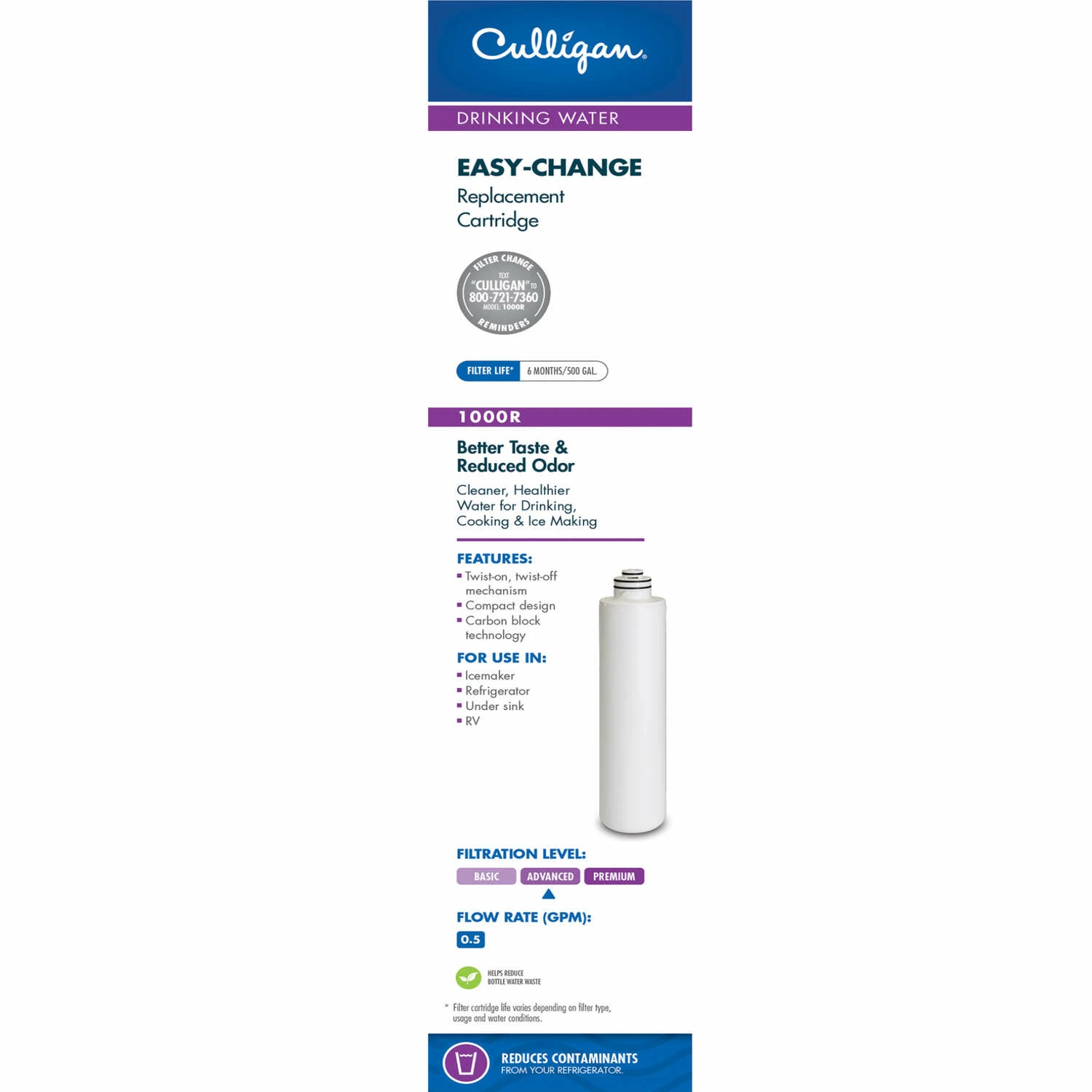 Culligan Icemaker, Refrigerator, Under Sink And RV Replacement Water Filter - Image 3
