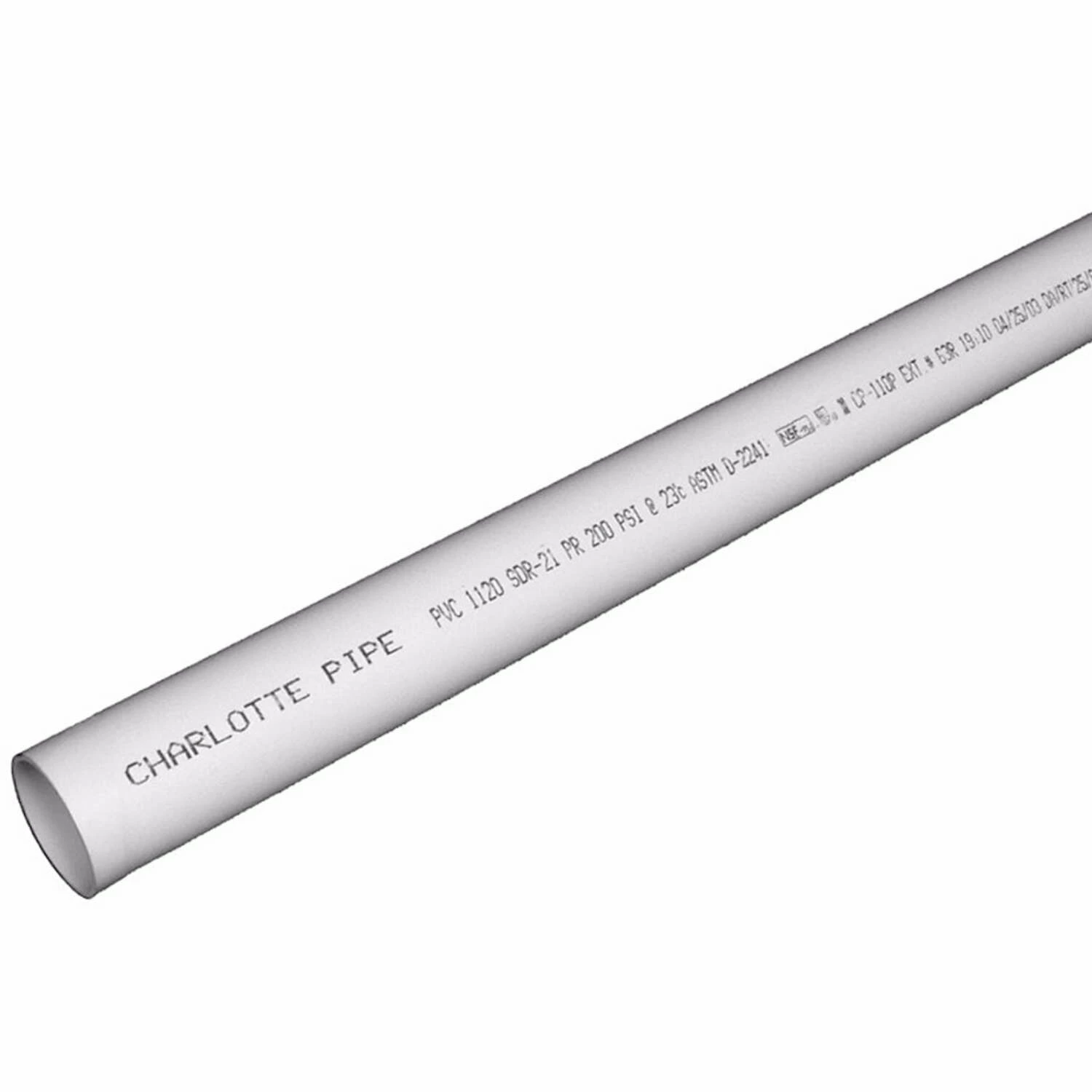 Charlotte Pipe Schedule 40 PVC Pipe 2 In. D X 20 Ft. L Bell 200 Psi