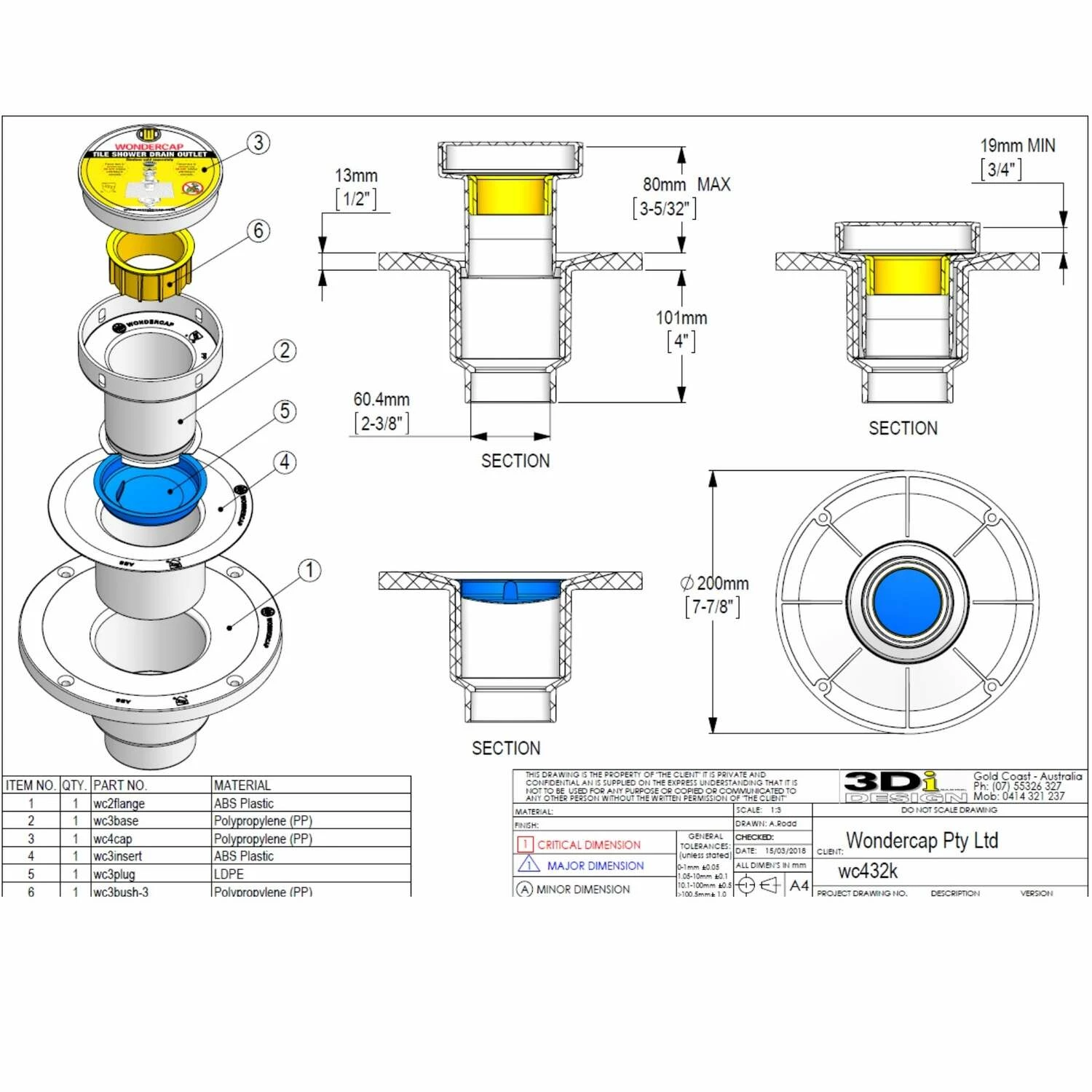 Wondercap 2 In. D Chrome ABS Tile Shower Drain Outlet - Image 8