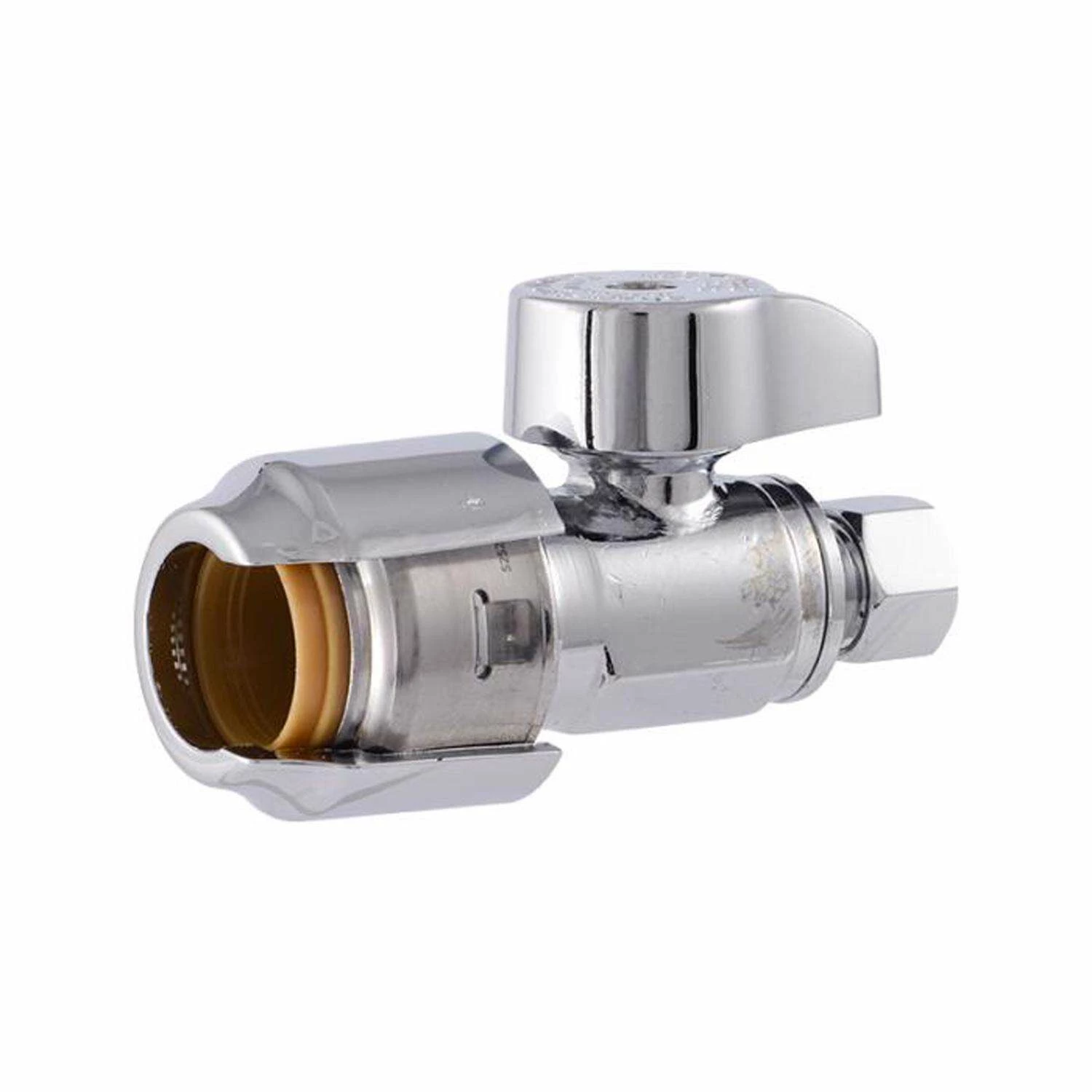 SharkBite 1/2 In. PTC X 3/8 In. Compression Brass Straight Stop Valve