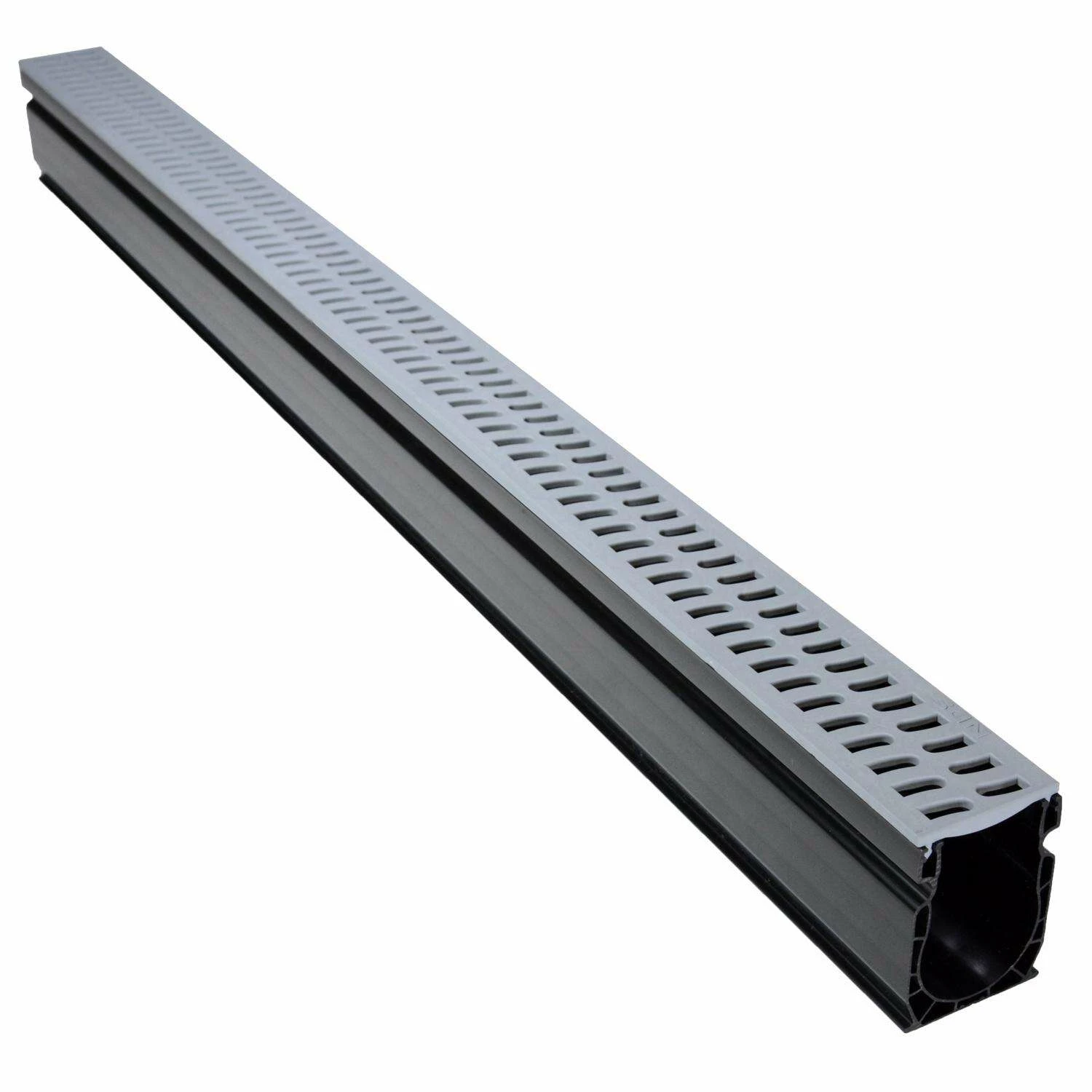 NDS 2-1/4 In. Gray Rectangle PVC Channel Grate And Drain Kit