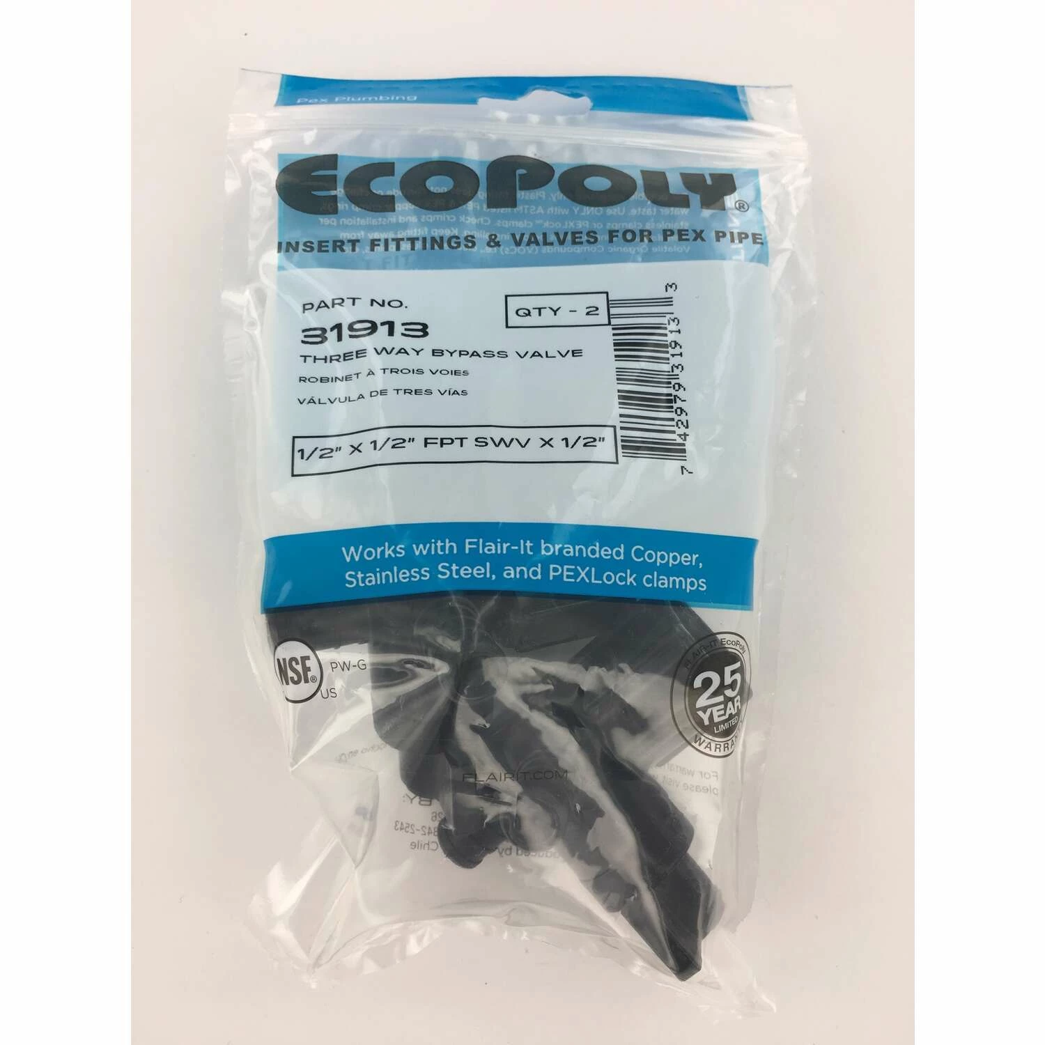 Flair-It Ecopoly 1/2 In. Crimp X 1/2 In. FPT Swivel Plastic 3-Way Valve - Image 3